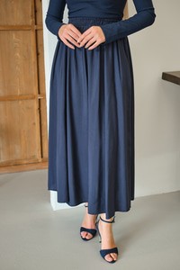 Kırışık Kloş Etek Lacivert