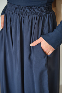 Kırışık Kloş Etek Lacivert