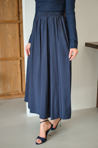 Kırışık Kloş Etek Lacivert