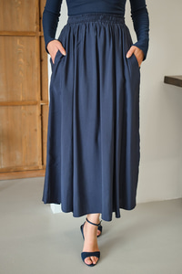 Kırışık Kloş Etek Lacivert