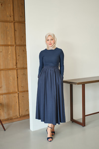 Kırışık Kloş Etek Lacivert