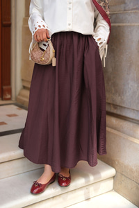 Kırışık Kloş Etek Mürdüm