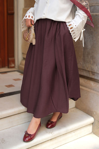 Kırışık Kloş Etek Mürdüm