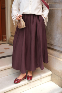 Kırışık Kloş Etek Mürdüm