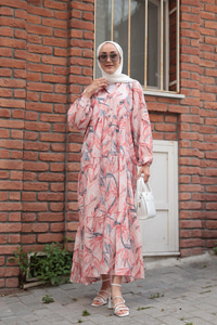 Kırlangıç Desenli Elbise Kiremit