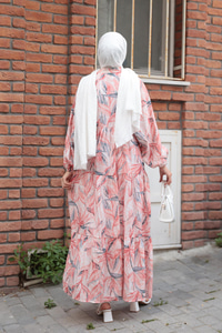 Kırlangıç Desenli Elbise Kiremit