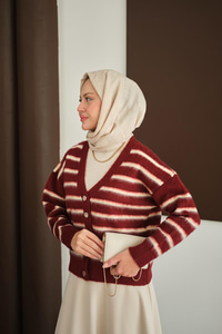 Kısa Triko Hırka Bordo