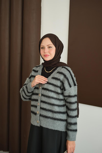 Kısa Triko Hırka Füme