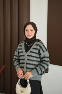 Kısa Triko Hırka Füme