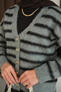 Kısa Triko Hırka Füme