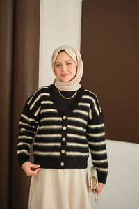 Kısa Triko Hırka Siyah