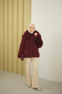 Kıvırcık Astarlı Kürk Bordo