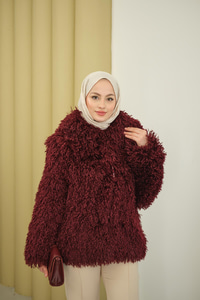 Kıvırcık Astarlı Kürk Bordo