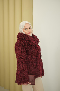 Kıvırcık Astarlı Kürk Bordo