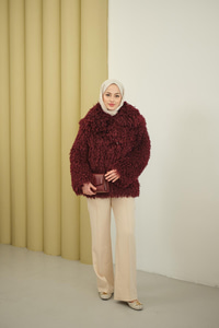 Kıvırcık Astarlı Kürk Bordo