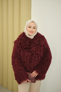 Kıvırcık Astarlı Kürk Bordo