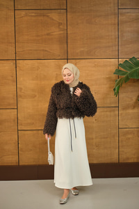 Kıvırcık Detay Kürk Kaban Kahverengi