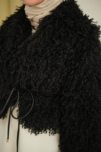 Kıvırcık Detay Kürk Kaban Siyah