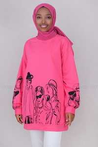 Uygun Fiyatlı KIZ BASKILI SWEAT PEMBE | Loccomoda.com 