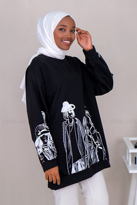 Uygun Fiyatlı KIZ BASKILI SWEAT SIYAH | Loccomoda.com 