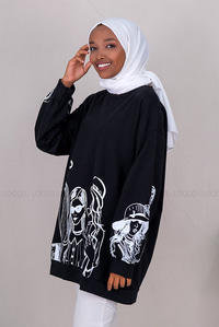 Uygun Fiyatlı KIZ BASKILI SWEAT SIYAH | Loccomoda.com 