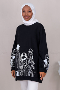 Uygun Fiyatlı KIZ BASKILI SWEAT SIYAH | Loccomoda.com 