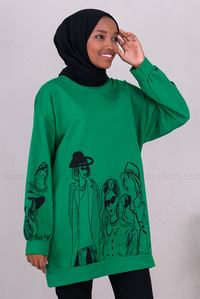 Uygun Fiyatlı KIZ BASKILI SWEAT YESIL | Loccomoda.com 