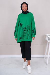 Uygun Fiyatlı KIZ BASKILI SWEAT YESIL | Loccomoda.com 