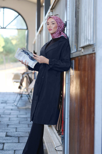 Kol Bağcık Detay Bel Bağlamalı Trençkot Lacivert