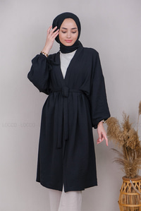 Uygun Fiyatlı KOL BAGCIKLI KIMONO SIYAH | Loccomoda.com 