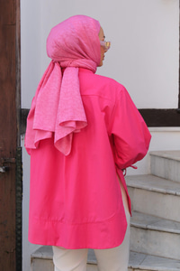 Kol Bağlama Detaylı Gömlek Fuşya