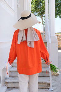 Kol Bağlama Detaylı Gömlek Turuncu