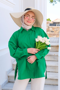 Kol Bağlama Detaylı Gömlek Yeşil