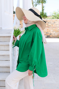 Kol Bağlama Detaylı Gömlek Yeşil