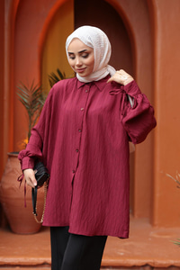 KOL BAGLAMALI GOMLEK Bordo