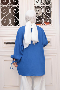 KOL BAGLAMALI GOMLEK Saks Mavi