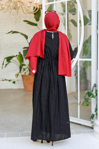 Kol Bağlamalı Jakar Elbise Siyah