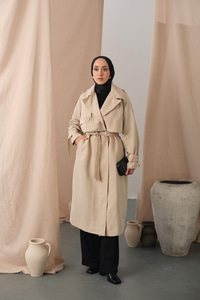 Kol Bilek Detay Bağlamalı Trençkot Taş