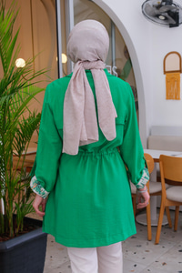 Kol Desen Detay Ceket Yeşil