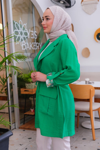 Kol Desen Detay Ceket Yeşil