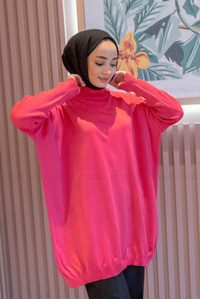 Uygun Fiyatlı KOL DETAY LASTIKLI TRIKO TUNIK PEMBE | Loccomoda.com 