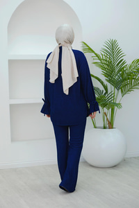 Kol Fırfır Detay Bürümcük İkili Takım Lacivert