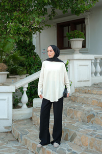 Kol Lastik Detay Tunik Ekru