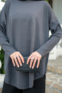 Kol Lastik Detay Tunik Füme