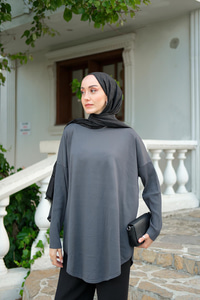 Kol Lastik Detay Tunik Füme