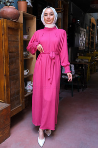 Uygun Fiyatlı KOL LASTIKLI GOFRE ELBISE | Loccomoda.com 