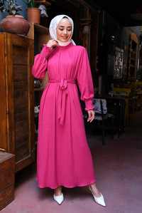 Uygun Fiyatlı KOL LASTIKLI GOFRE ELBISE | Loccomoda.com 