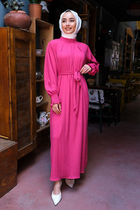 Uygun Fiyatlı KOL LASTIKLI GOFRE ELBISE | Loccomoda.com 