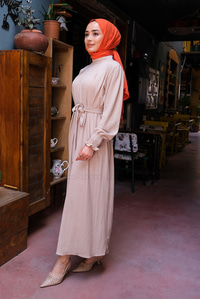 Uygun Fiyatlı KOL LASTIKLI GOFRE ELBISE | Loccomoda.com 