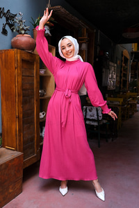 Uygun Fiyatlı KOL LASTIKLI GOFRE ELBISE | Loccomoda.com 